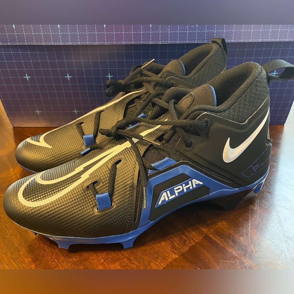 Nike Alpha Menace Pro 3 Mid Football Cleats CT6649-007 Size 11 Black Blue